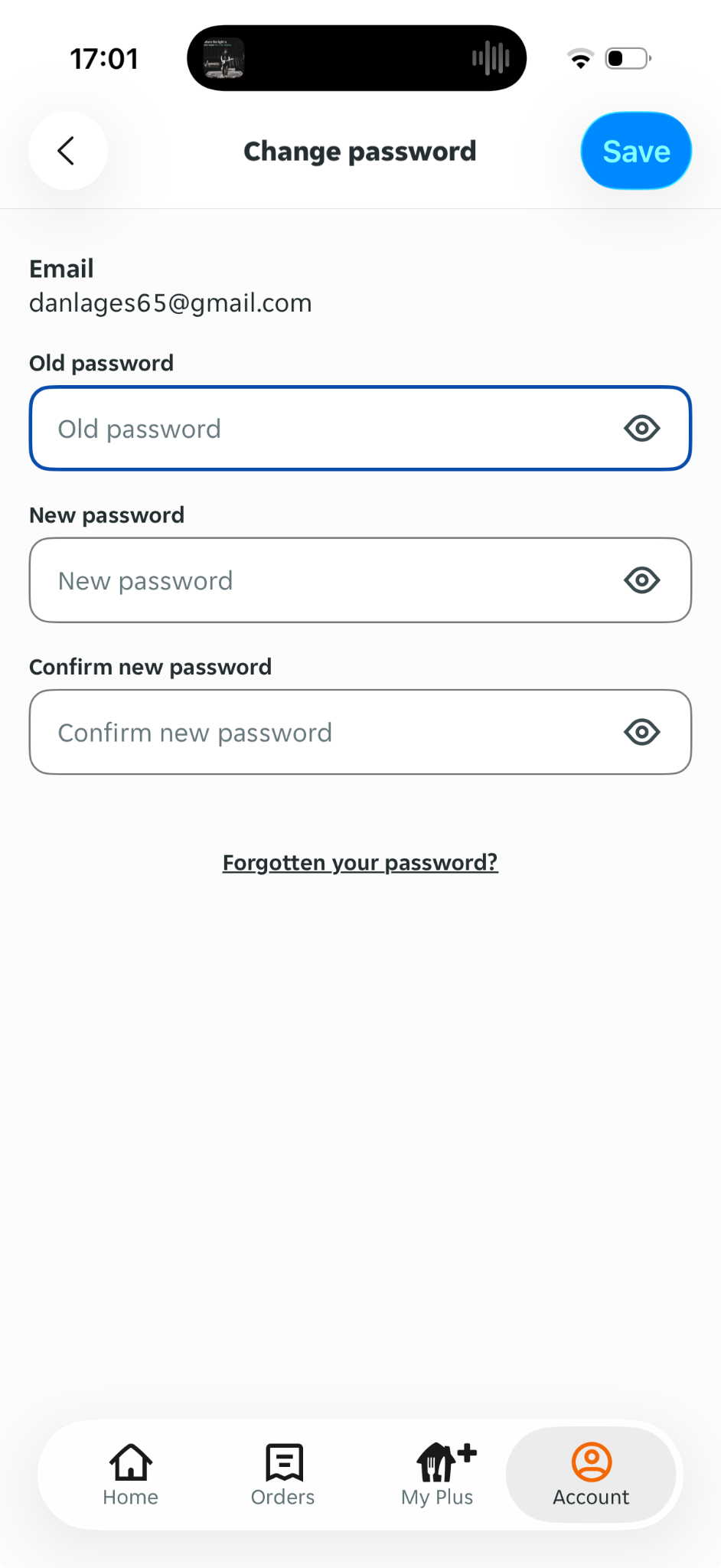 Change password flow