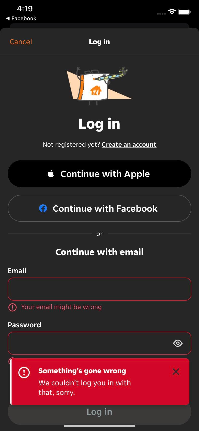 Second iteration of the login screen